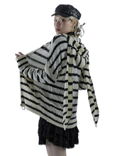 Load image into Gallery viewer, Striped Bunny-Ear Knit Hoodie