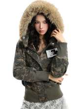 Load image into Gallery viewer, 'Cipher' Fur-Trimmed Cropped Cotton Hoodie