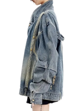 Load image into Gallery viewer, Heavy Retro Wash Strapped Denim Jacket