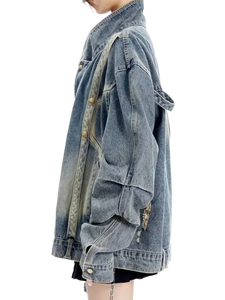 Heavy Retro Wash Strapped Denim Jacket