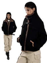 Load image into Gallery viewer, 'Reckoning' Suede Fur-Trim Stand Collar Jacket