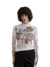 Load image into Gallery viewer, Renaissance Print Mesh Long Sleeve Tee