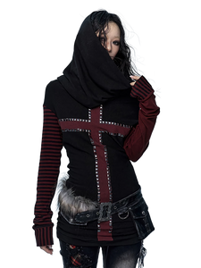'Shade' Studded Long Sleeve Tee with Oversized Hood