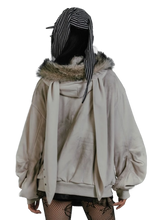 Load image into Gallery viewer, &#39;Haze&#39; Fur-Trimmed Oversized Cotton Hoodie