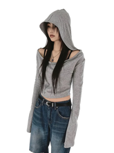 Load image into Gallery viewer, Minimalist Off-Shoulder Cropped Hoodie