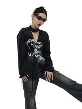 Load image into Gallery viewer, Plunging Long Sleeve Tee with Choker Detail