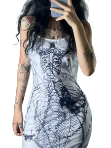 'Naga' Skeleton Print Camisole Dress