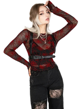 Load image into Gallery viewer, Crimson Web Sheer Mesh Long Sleeve Top