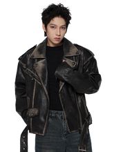 Load image into Gallery viewer, 'Raider' Belted Leather Jacket