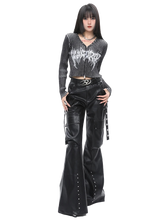 Load image into Gallery viewer, &#39;Specter&#39; Wide Leg Black Leather Cargo Pants