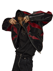 'Inferno' Red Leather Moto Jacket