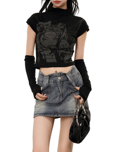 Grunge Art High Neck Crop Top