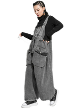 Load image into Gallery viewer, Oversized Wide-Leg Denim Overalls