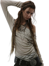 Load image into Gallery viewer, 'Glimmer' Rhinestone Studded Ruched Long Sleeve Top