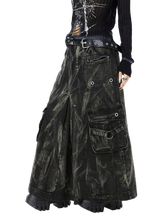 Load image into Gallery viewer, &#39;Outcast&#39; Rugged Black Denim Cargo Maxi Skirt
