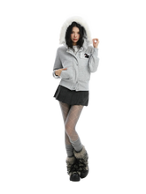 Load image into Gallery viewer, 'Cipher' Fur-Trimmed Cropped Cotton Hoodie