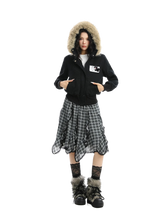 Load image into Gallery viewer, 'Cipher' Fur-Trimmed Cropped Cotton Hoodie