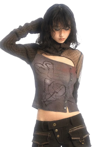 'League' Knit Patchwork Long Sleeve Top