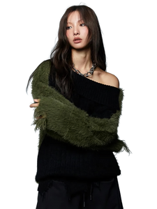 'Moss' Off-Shoulder Pullover Knit Sweater