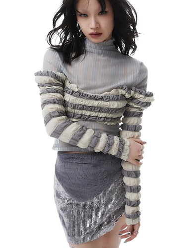 'Achromatic' Ruffled Two Piece Turtleneck