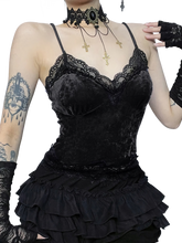 Load image into Gallery viewer, &#39;Nocte&#39; Velvet Lace Camisole Mini Dress Set