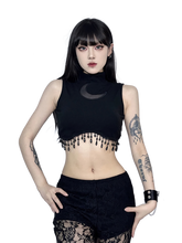 Load image into Gallery viewer, &#39;Midnight Moon&#39; Tassel Crop Top