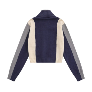 Team Knit Cropped Zip Up Cardigan