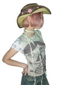 'Expression' Stylized Graphic Mesh Tee