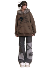 Load image into Gallery viewer, &#39;Forgotten&#39; Fur-Trimmed Oversized Cotton Hoodie