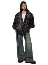 Load image into Gallery viewer, 'Raider' Belted Leather Jacket