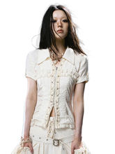 Load image into Gallery viewer, Studded Lace-Front Zip Shirt