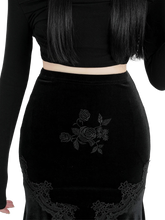 Load image into Gallery viewer, &#39;Rosa&#39; Black Velvet Maxi Skirt