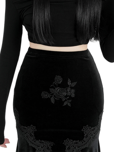 'Rosa' Black Velvet Maxi Skirt