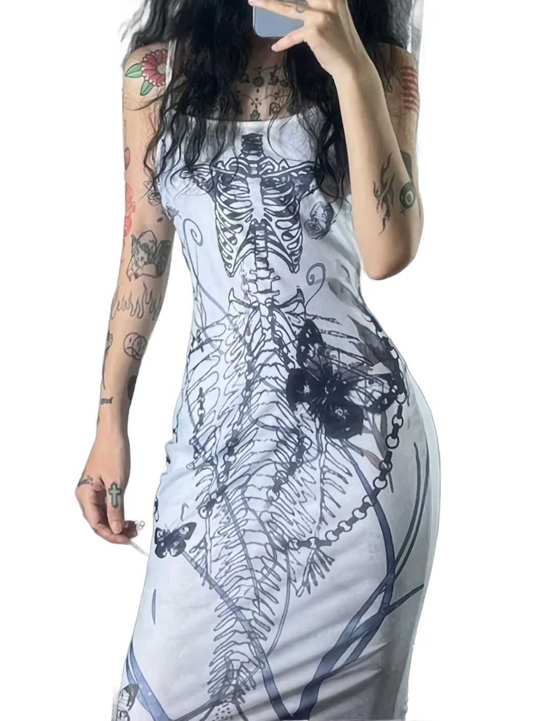 'Naga' Skeleton Print Camisole Dress