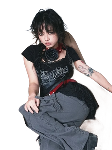 Web Lace Cropped Short Sleeve Tee