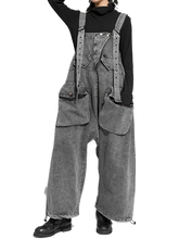 Load image into Gallery viewer, Oversized Wide-Leg Denim Overalls