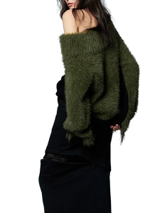 'Moss' Off-Shoulder Pullover Knit Sweater
