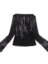 Load image into Gallery viewer, Gothic Sheer Mesh Long Sleeve Tee