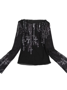 Gothic Sheer Mesh Long Sleeve Tee