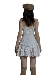 Ruffled Lace Halter Mini Dress