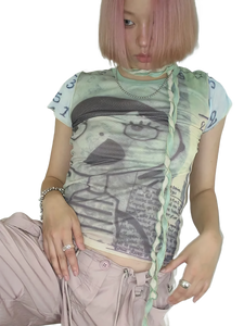 'Expression' Stylized Graphic Mesh Tee