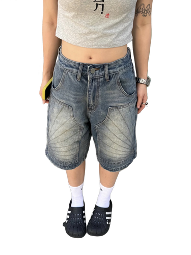 'Deco' Vintage Wash Denim Shorts