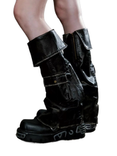Load image into Gallery viewer, Studded Leg Warmers in Dark Leather or Camo