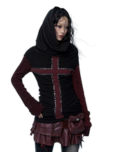 Load image into Gallery viewer, &#39;Shade&#39; Studded Long Sleeve Tee with Oversized Hood