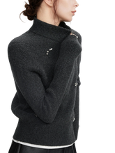 Load image into Gallery viewer, Rhinestone Embellished Quarter-Zip Knit Sweater