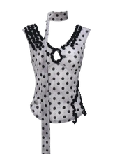 Load image into Gallery viewer, Polka-Dot Sheer Mesh Top with Scarf
