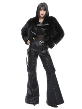 Load image into Gallery viewer, &#39;Specter&#39; Wide Leg Black Leather Cargo Pants