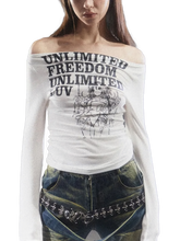 Load image into Gallery viewer, &#39;Unlimited&#39; Off-Shoulder Long Sleeve Tee