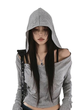 Load image into Gallery viewer, Minimalist Off-Shoulder Cropped Hoodie