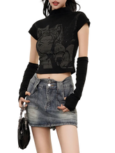 Load image into Gallery viewer, Grunge Art High Neck Crop Top